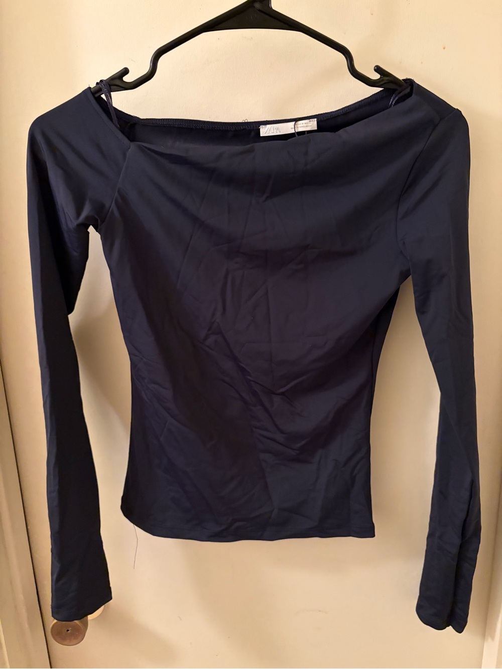 Zara Black Long-Sleeve Boatneck Top